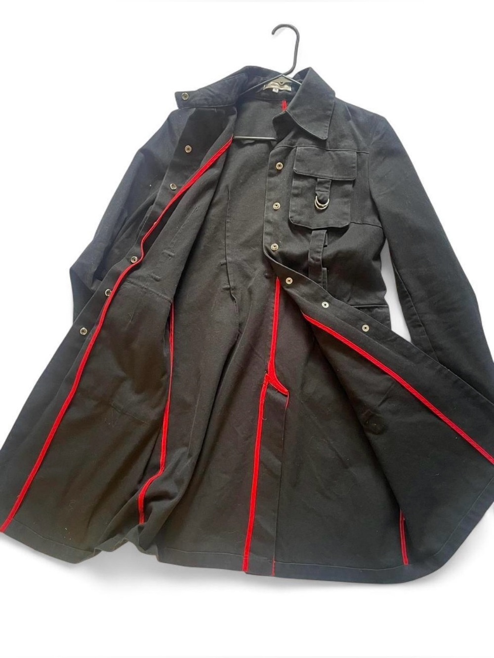 VTG Women’s  Black Utility Military Trench Coat Sz 6 100% Cotton